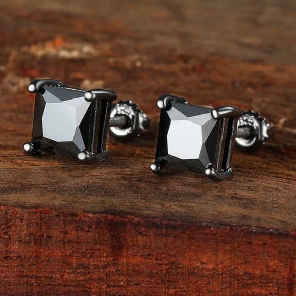 Copy - ✨ New Black Rainbow Topaz Halo Stud Earrings - Picture 1 of 8